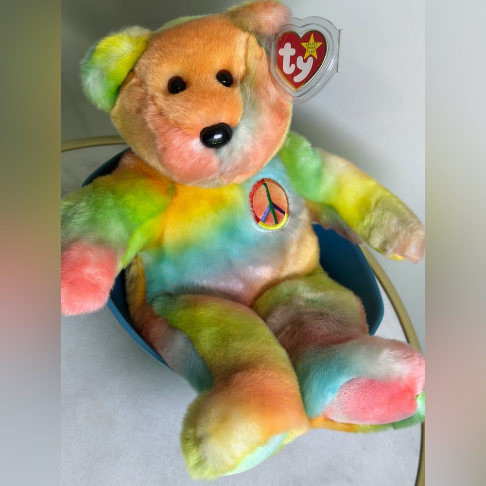1999 Ty Rainbow Plush Stuffed Animal 90’s Beanie Baby (Peace) NWT